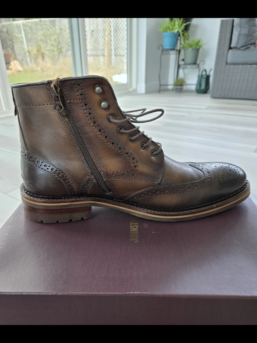 Johnston & Murphy Men’s Wingtip Oxford Boots – Size 12 (Regular) – Like New - Picture 7 of 14